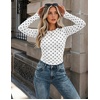 Zeagoo Women Long Sleeve Shirts Slim Fit Going Out Tops Crewneck Basic Tee(White Polka Dots-jh616)