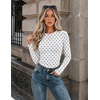 Zeagoo Women Long Sleeve Shirts Slim Fit Going Out Tops Crewneck Basic Tee(White Polka Dots-jh616)