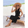 Zeagoo Women Summer Casual Dress 2026 Sleeveless Midi Tank Sundress with Pockets V Neck Buttons Pleated A Line Tshirt Dress(Black)