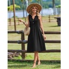 Zeagoo Women Summer Casual Dress 2026 Sleeveless Midi Tank Sundress with Pockets V Neck Buttons Pleated A Line Tshirt Dress(Black)