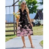Zeagoo Women Summer Casual Dress 2026 Sleeveless Midi Tank Sundress with Pockets V Neck Buttons Pleated A Line Tshirt Dress(Black Pink Floral)