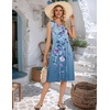 Zeagoo Women Summer Casual Dress 2026 Sleeveless Midi Tank Sundress with Pockets V Neck Buttons Pleated A Line Tshirt Dress(Blue Purple Floral)