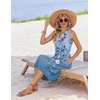 Zeagoo Women Summer Casual Dress 2026 Sleeveless Midi Tank Sundress with Pockets V Neck Buttons Pleated A Line Tshirt Dress(Blue Purple Floral)