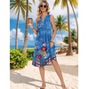 Zeagoo Women Summer Casual Dress 2026 Sleeveless Midi Tank Sundress with Pockets V Neck Buttons Pleated A Line Tshirt Dress(Blue Red Floral)