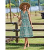 Zeagoo Women Summer Casual Dress 2026 Sleeveless Midi Tank Sundress with Pockets V Neck Buttons Pleated A Line Tshirt Dress(Bohemian Green)