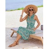 Zeagoo Women Summer Casual Dress 2026 Sleeveless Midi Tank Sundress with Pockets V Neck Buttons Pleated A Line Tshirt Dress(Bohemian Green)