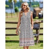 Zeagoo Women Summer Casual Dress 2026 Sleeveless Midi Tank Sundress with Pockets V Neck Buttons Pleated A Line Tshirt Dress(Bohemian Orange)