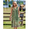 Zeagoo Women Summer Casual Dress 2026 Sleeveless Midi Tank Sundress with Pockets V Neck Buttons Pleated A Line Tshirt Dress(Green Floral)
