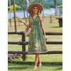 Zeagoo Women Summer Casual Dress 2026 Sleeveless Midi Tank Sundress with Pockets V Neck Buttons Pleated A Line Tshirt Dress(Green Floral)