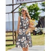Zeagoo Women Summer Casual Dress 2026 Sleeveless Midi Tank Sundress with Pockets V Neck Buttons Pleated A Line Tshirt Dress(Grey White Floral)