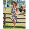 Zeagoo Women Summer Casual Dress 2026 Sleeveless Midi Tank Sundress with Pockets V Neck Buttons Pleated A Line Tshirt Dress(Grey White Floral)