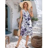 Zeagoo Women Summer Casual Dress 2026 Sleeveless Midi Tank Sundress with Pockets V Neck Buttons Pleated A Line Tshirt Dress(Purple Floral)
