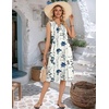 Zeagoo Women Summer Casual Dress 2026 Sleeveless Midi Tank Sundress with Pockets V Neck Buttons Pleated A Line Tshirt Dress(White Blue Floral)
