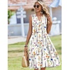 Zeagoo Women Summer Casual Dress 2026 Sleeveless Midi Tank Sundress with Pockets V Neck Buttons Pleated A Line Tshirt Dress(Yellow Orange Floral)