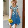 Zeagoo Womens Casual Dress for Summer Loose Hankerchief Flare Midi Sundress(05 Blue)