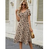 Zeagoo Womens Casual Dress for Summer Loose Hankerchief Flare Midi Sundress(Beige)