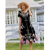 Zeagoo Womens Casual Dress for Summer Loose Hankerchief Flare Midi Sundress(Black Pink Flower)