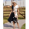 Zeagoo Womens Casual Dress for Summer Loose Hankerchief Flare Midi Sundress(Black White Flower)