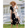 Zeagoo Womens Casual Dress for Summer Loose Hankerchief Flare Midi Sundress(Black White Flower)
