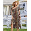 Zeagoo Womens Casual Dress for Summer Loose Hankerchief Flare Midi Sundress(Brown)