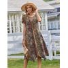 Zeagoo Womens Casual Dress for Summer Loose Hankerchief Flare Midi Sundress(Brown)