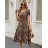 Zeagoo Womens Casual Dress for Summer Loose Hankerchief Flare Midi Sundress(Brown)