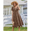 Zeagoo Womens Casual Dress for Summer Loose Hankerchief Flare Midi Sundress(Coffee)