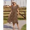 Zeagoo Womens Casual Dress for Summer Loose Hankerchief Flare Midi Sundress(Coffee)