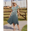 Zeagoo Womens Casual Dress for Summer Loose Hankerchief Flare Midi Sundress(Grey Floral)