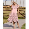 Zeagoo Womens Casual Dress for Summer Loose Hankerchief Flare Midi Sundress(Pink Sf292)