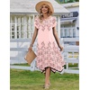 Zeagoo Womens Casual Dress for Summer Loose Hankerchief Flare Midi Sundress(Pink Sf292)