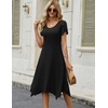 Zeagoo Womens Casual Dress for Summer Loose Hankerchief Flare Midi Sundress(Solid Black)
