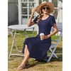 Zeagoo Womens Casual Dress for Summer Loose Hankerchief Flare Midi Sundress(Solid Navy)
