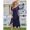 Zeagoo Womens Casual Dress for Summer Loose Hankerchief Flare Midi Sundress(Solid Navy)