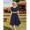 Zeagoo Womens Casual Dress for Summer Loose Hankerchief Flare Midi Sundress(Solid Navy)