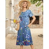Zeagoo Womens Casual Dresses for Summer Short Sleeve Flare Midi Dress Beach(02 Blue Floral)