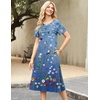 Zeagoo Womens Casual Dresses for Summer Short Sleeve Flare Midi Dress Beach(02 Blue Floral)