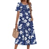 Zeagoo Womens Casual Dresses for Summer Short Sleeve Flare Midi Dress Beach(02 Navy Floral)