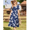 Zeagoo Womens Casual Dresses for Summer Short Sleeve Flare Midi Dress Beach(02 Navy Floral)