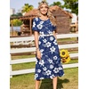 Zeagoo Womens Casual Dresses for Summer Short Sleeve Flare Midi Dress Beach(02 Navy Floral)