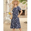 Zeagoo Womens Casual Dresses for Summer Short Sleeve Flare Midi Dress Beach(03 Blue)