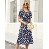 Zeagoo Womens Casual Dresses for Summer Short Sleeve Flare Midi Dress Beach(03 Blue)
