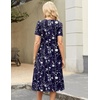 Zeagoo Womens Casual Dresses for Summer Short Sleeve Flare Midi Dress Beach(03 Navy Floral)