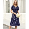 Zeagoo Womens Casual Dresses for Summer Short Sleeve Flare Midi Dress Beach(03 Navy Floral)