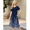 Zeagoo Womens Casual Dresses for Summer Short Sleeve Flare Midi Dress Beach(Blue Floral)