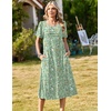 Zeagoo Womens Casual Dresses for Summer Short Sleeve Flare Midi Dress Beach(Green Xh534)