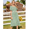 Zeagoo Womens Casual Dresses for Summer Short Sleeve Flare Midi Dress Beach(Green Xh534)