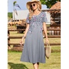 Zeagoo Womens Casual Dresses for Summer Short Sleeve Flare Midi Dress Beach(Grey Floral)