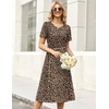 Zeagoo Womens Casual Dresses for Summer Short Sleeve Flare Midi Dress Beach(Leopard Print)