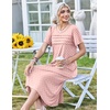 Zeagoo Womens Casual Dresses for Summer Short Sleeve Flare Midi Dress Beach(Pink Jh1)